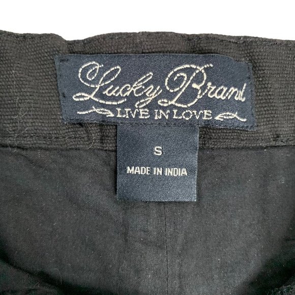 Lucky Brand Embroidered Sequin Shorts S Black Mid Rise Zip Rhinestones Cotton - Picture 6 of 6